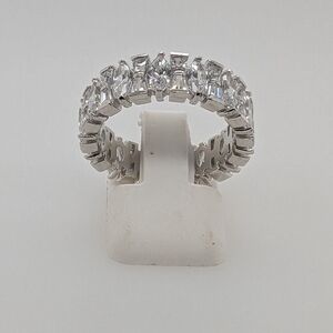 Sterling Silver Ring w/ Marquee and Baguette Shaped CZs/Wedding Band